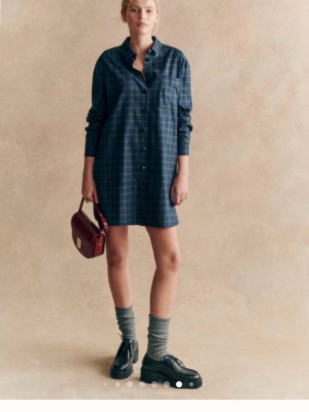 Sezane Sadie Dress in Blue and Green Tartan size 44/XL